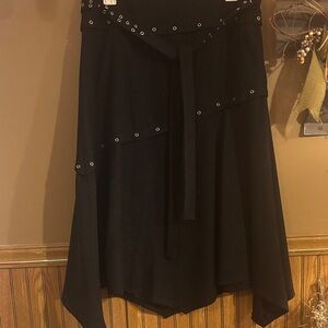 SIZE 10, BAMBO TRADERS , Black Eyelet-Trim Handkerchief Hem Skirt
